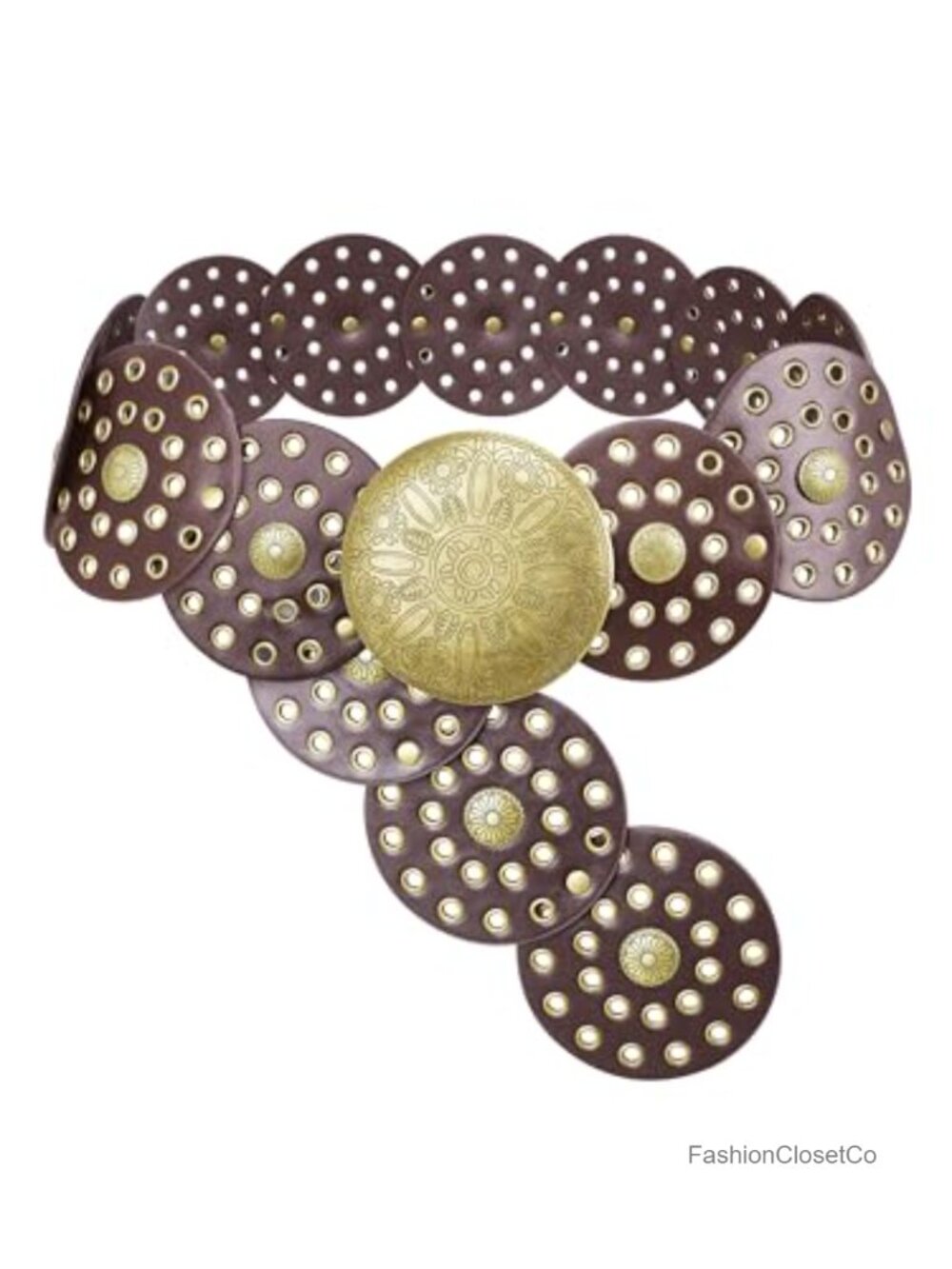 Wide Western Cowboy Disc Belt Faux Leather Concho Cowgirl Waist Boho